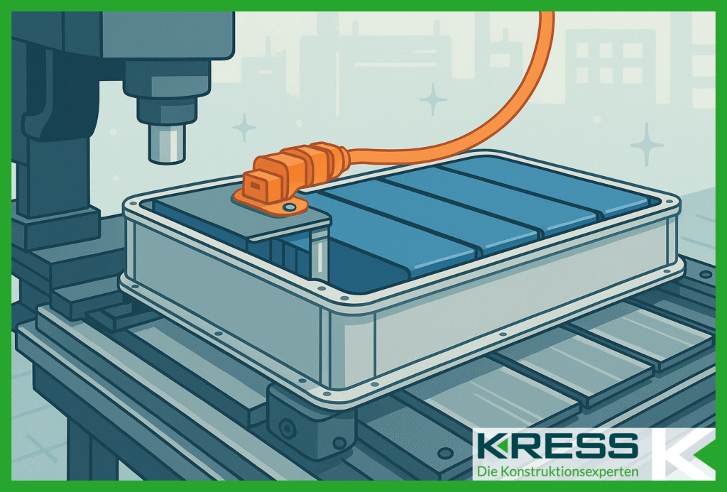 Batteriemodul für Elektroauto auf CNC-Maschine – präzise Fertigung von E-Auto-Batterien in der Industrie